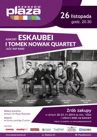 Eskaubei i Tomek Nowak Quartet w CH Plaza Rzeszów - plakat